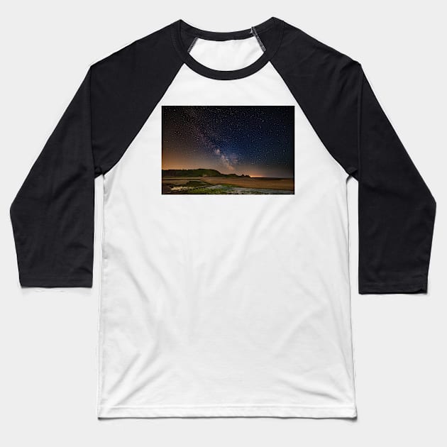 Three Cliffs Bay Baseball T-Shirt by dasantillo